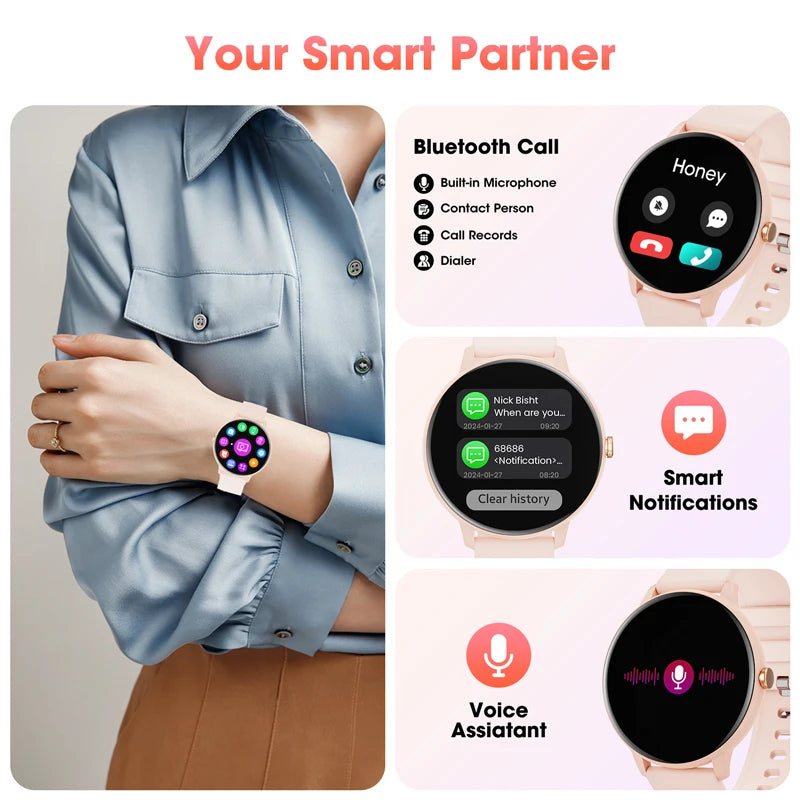 Hwagol Women'S Smartwatch Bluetooth Call 1.39 Touch