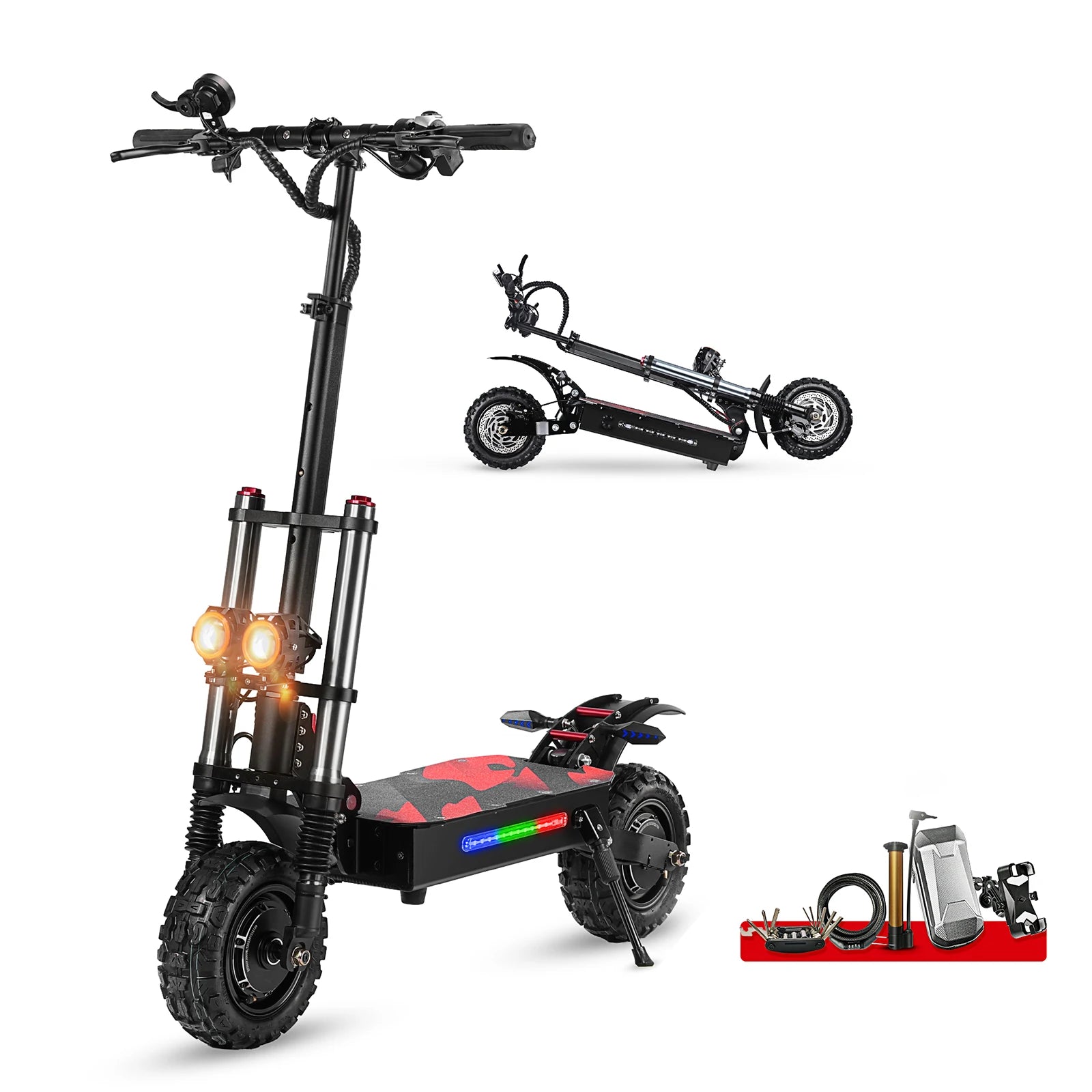 6000W Powerful Electric Scooter 60V 38Ah Max Speed 85km/h 100km Range 11'' Tire