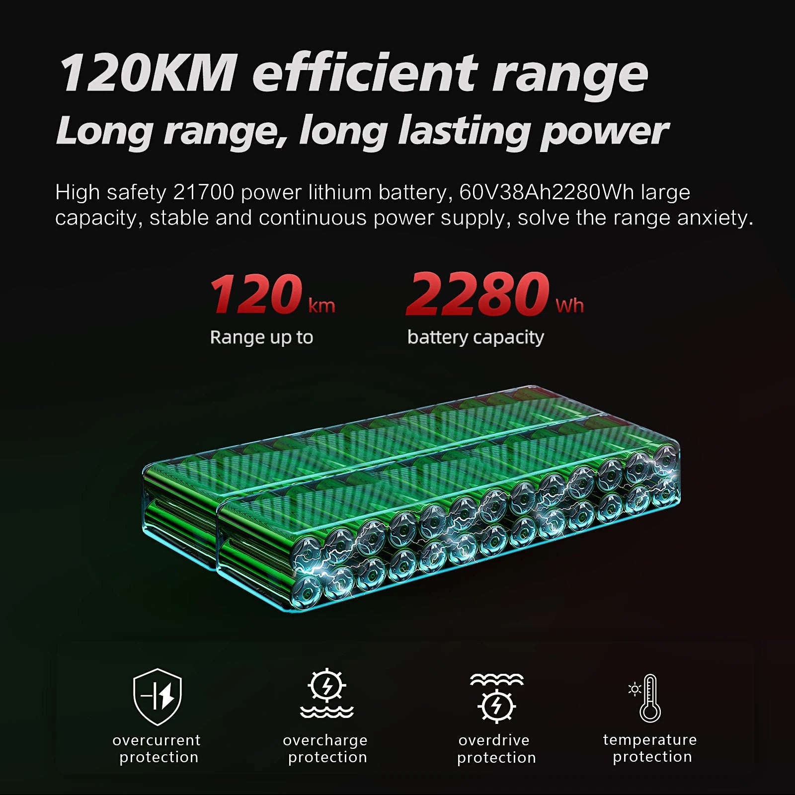 6000W Powerful Electric Scooter 60V 38Ah Max Speed 85km/h 100km Range 11'' Tire