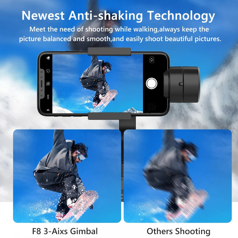 F8 Handheld 3-Axis Gimbal Phone Holder Anti Shake Video