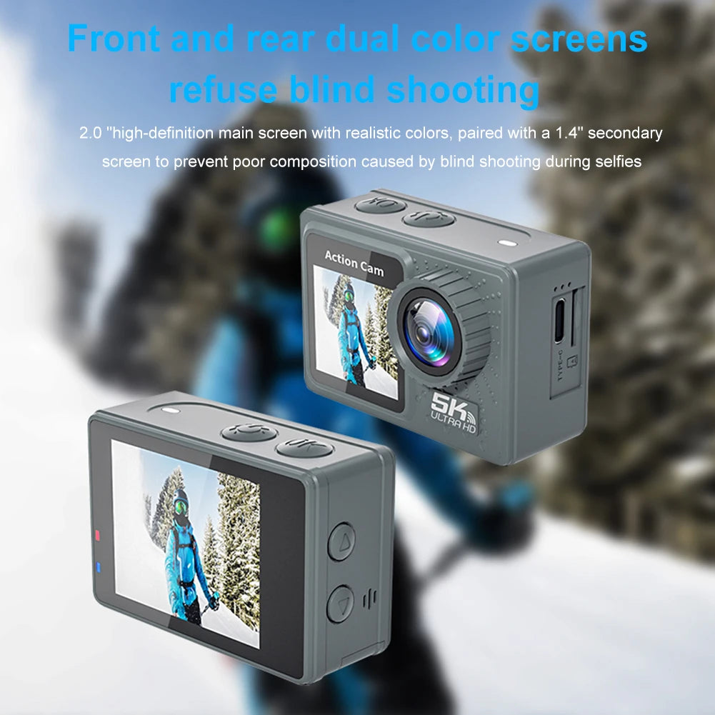 5K 4K 60FPS Action Video Cam Dual Screen WIFI Outdoor