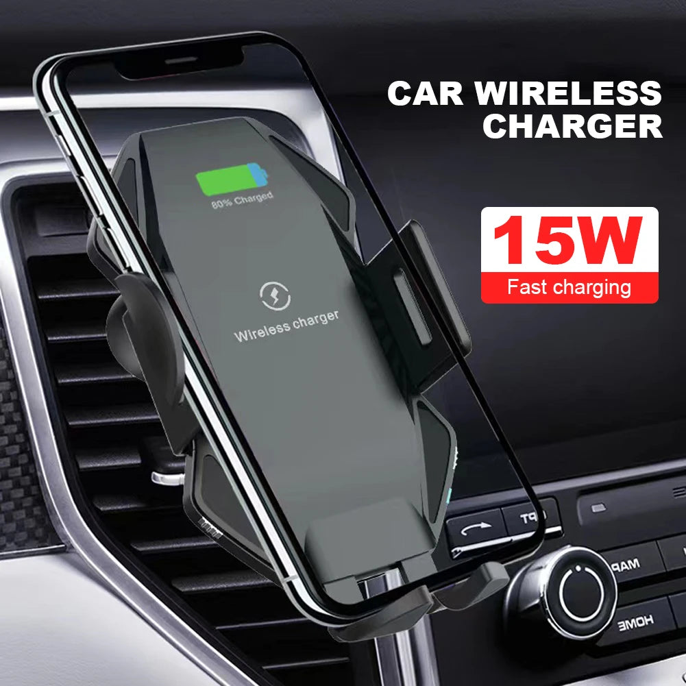 15W Fast Charging Phone Mount Wireless Car Charger Dashboard