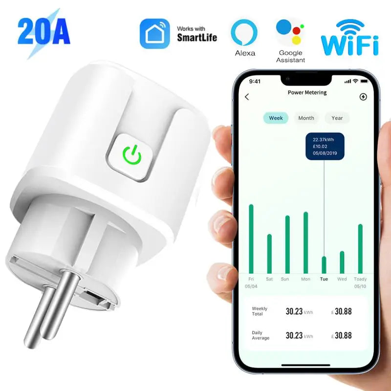 16A/20A WiFi Smart Plug Wireless Power Monitoring EU