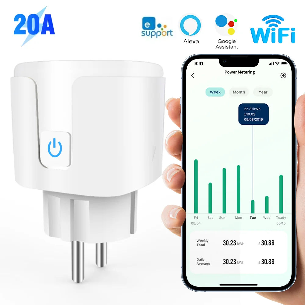 16A/20A WiFi Smart Plug Wireless Power Monitoring EU