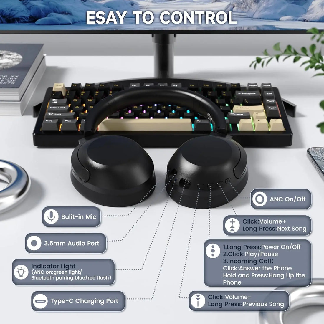 ATTACK SHARK G300 Wireless Bluetooth Headphone