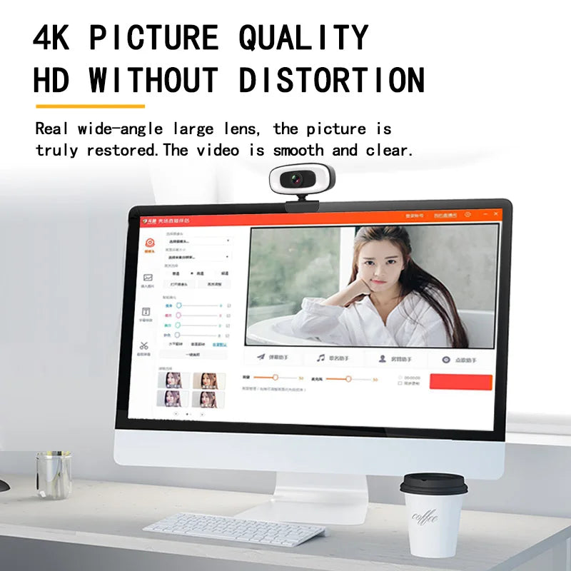 4K Webcam 1080P For PC Web Camera Cam USB Online Webcam