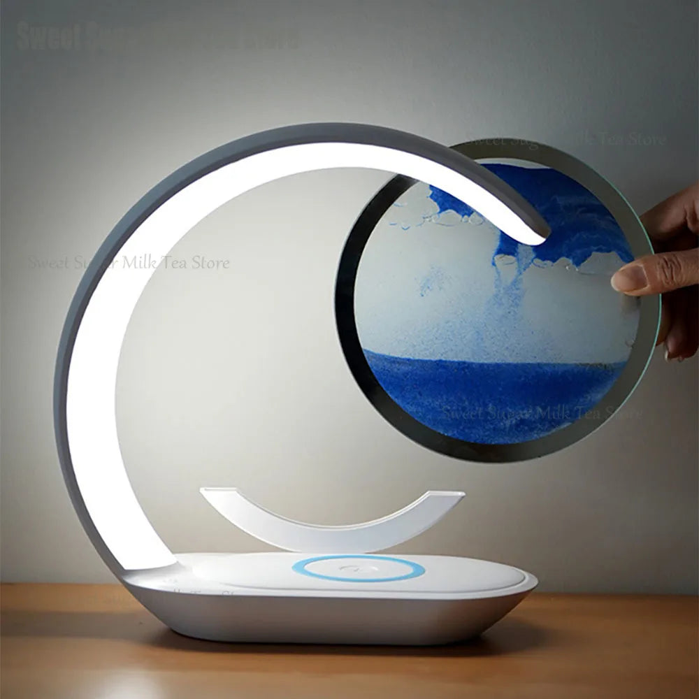 Quicksand Table Lamp Wireless Charging Desk Lamp 3D Hourglass