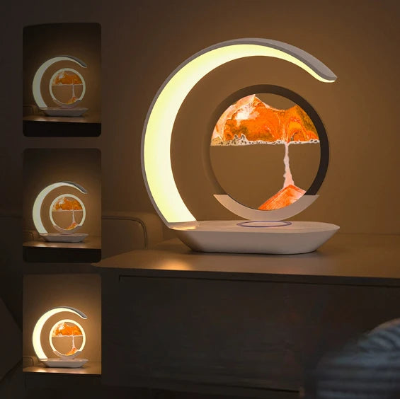 Quicksand Table Lamp Wireless Charging Desk Lamp 3D Hourglass