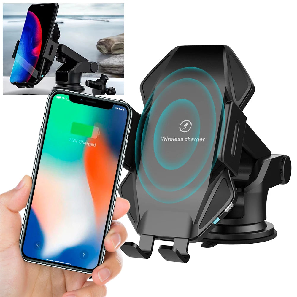 15W Fast Charging Phone Mount Wireless Car Charger Dashboard