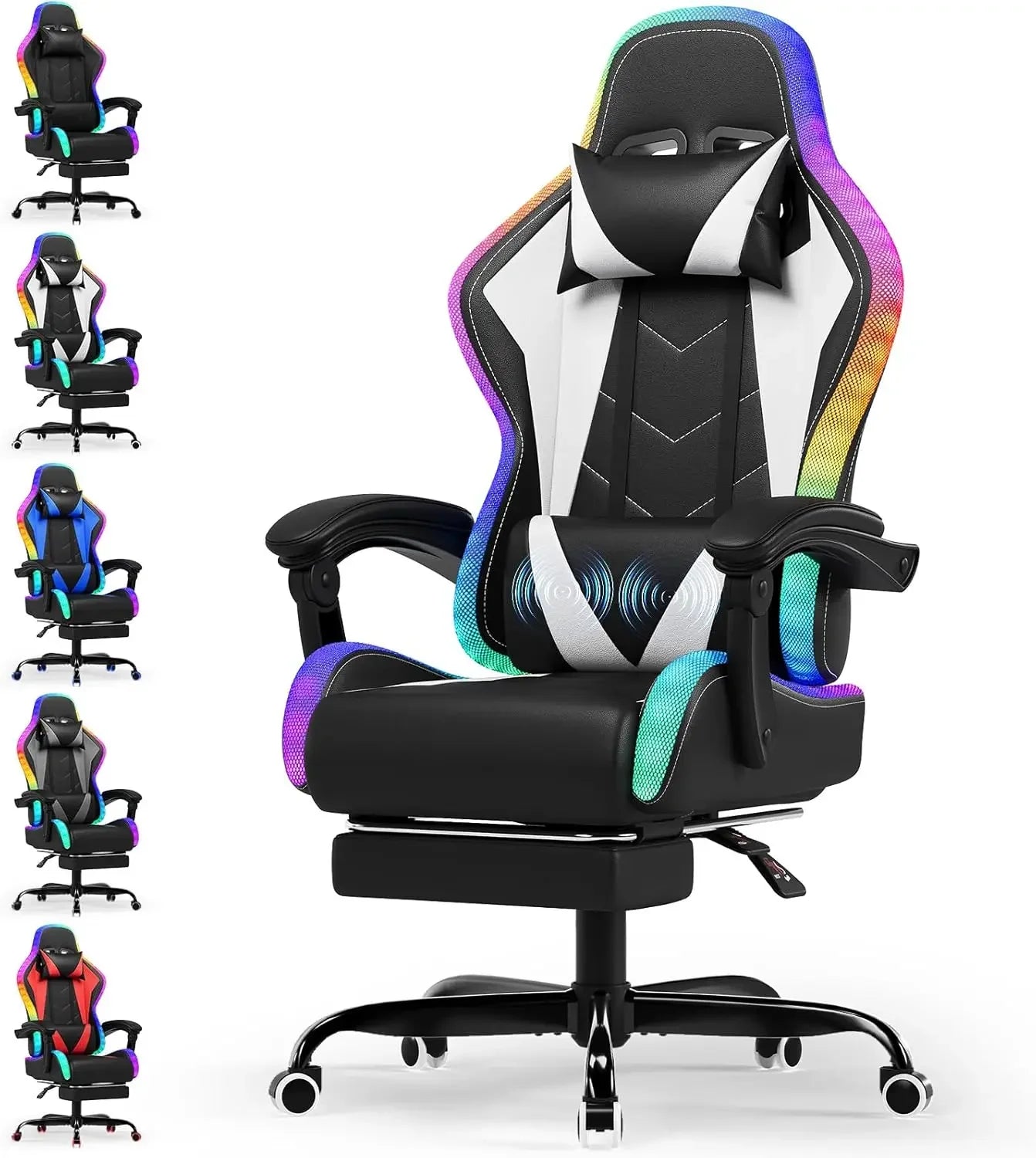 Devoko Chaise Gaming Ergonomique avec LED RGB, Massage