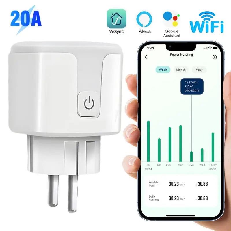 16A/20A WiFi Smart Plug Wireless Power Monitoring EU
