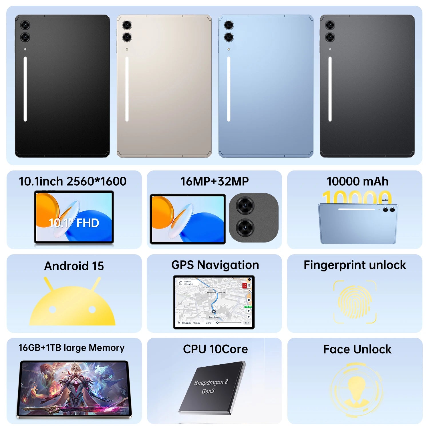 HOT Tab S10 Ultra Tablet Snapdragon 8 Gen3 Core 10.1 inch HD