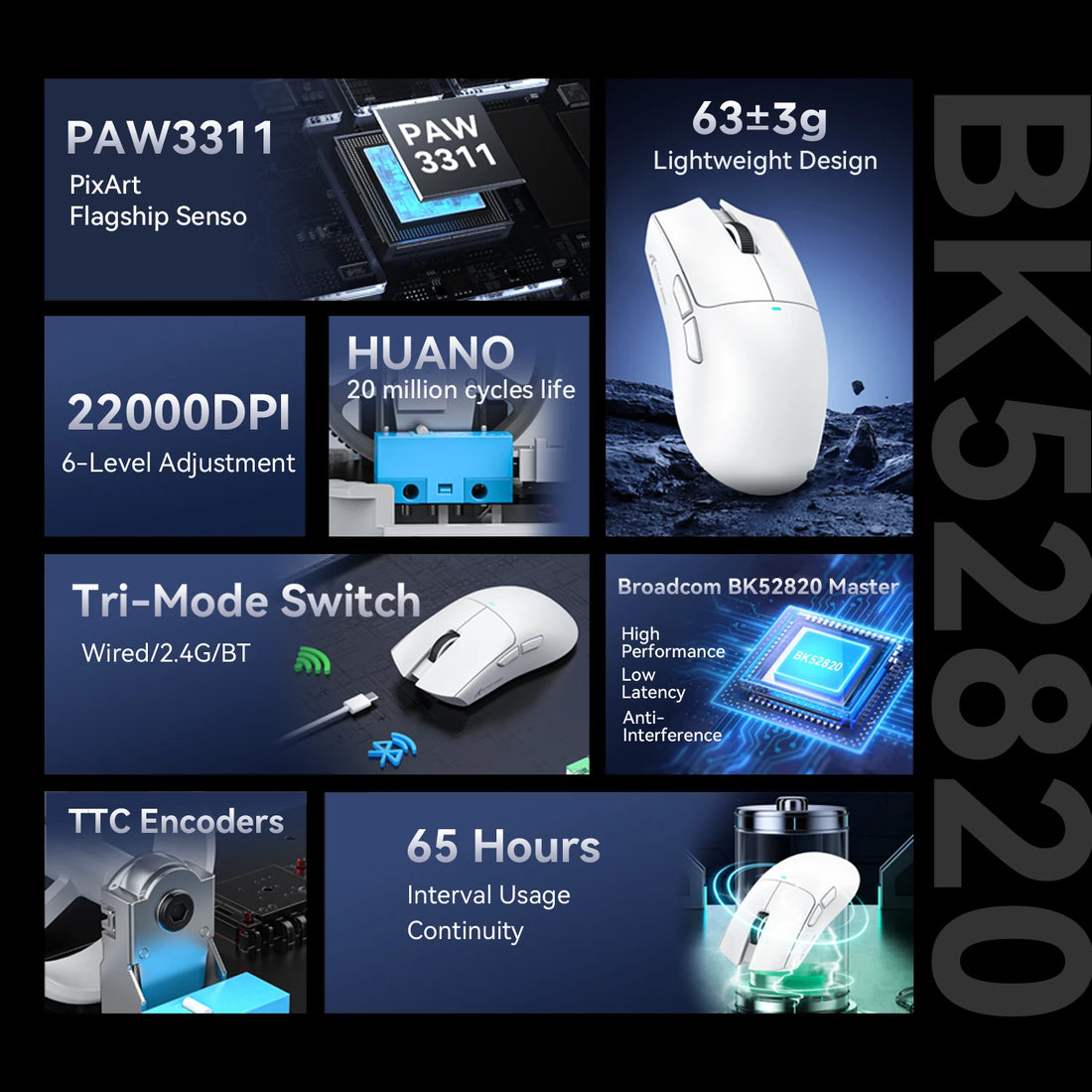 ATTACK SHARK X11SE Wireless Gaming Mouse, Tri-Mode