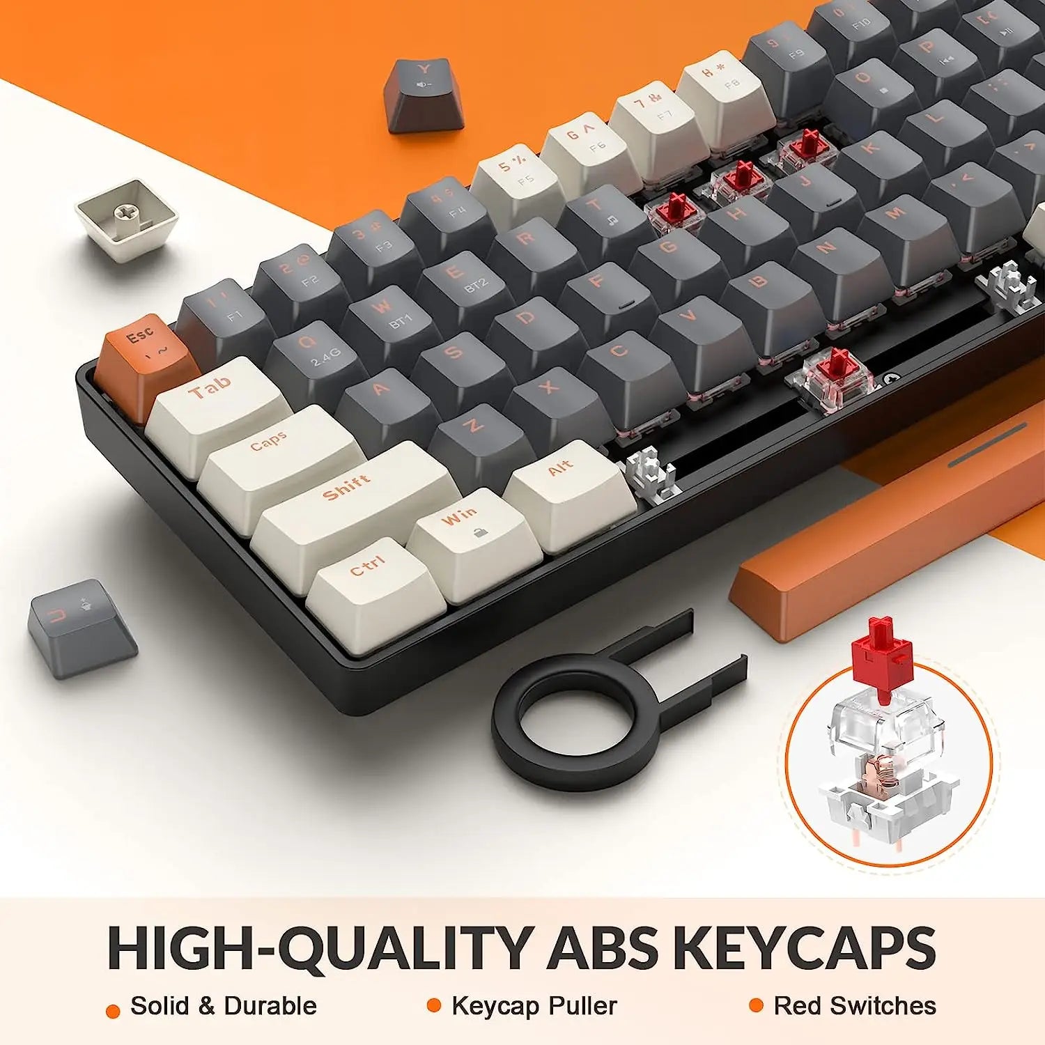 RK68 60% Wireless Mechanical Keyboard, Bluetooth 5.0/2.4GHz