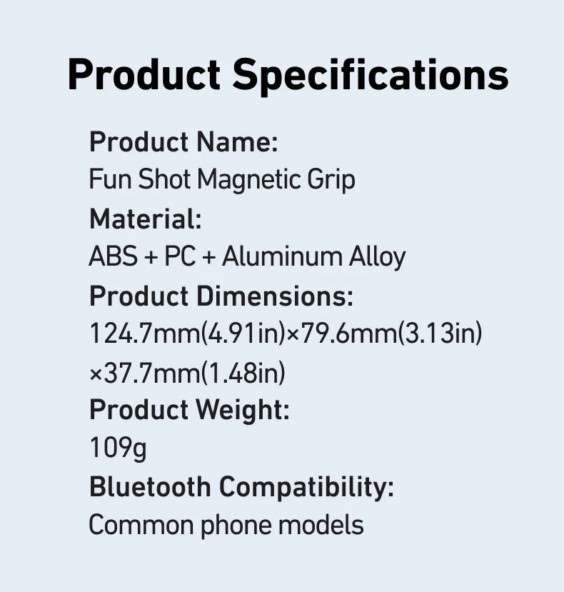 TELESIN Magnetic Phone Camera Shoot Hand Grip Phone Holder Shooting Aid Remote Control Handle for Iphone HUAWEI SAMSUNG Phone