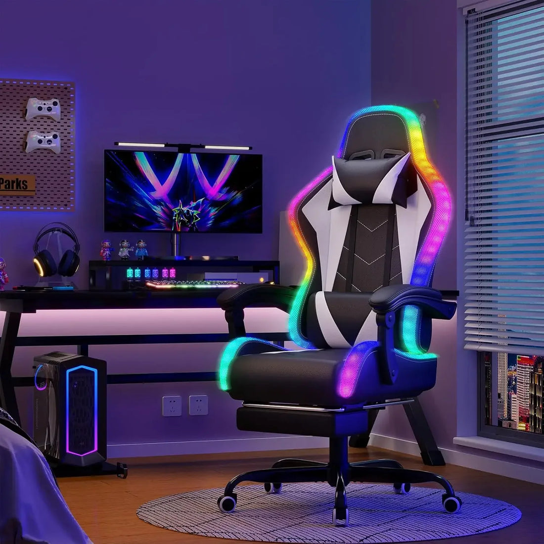 Devoko Chaise Gaming Ergonomique avec LED RGB, Massage