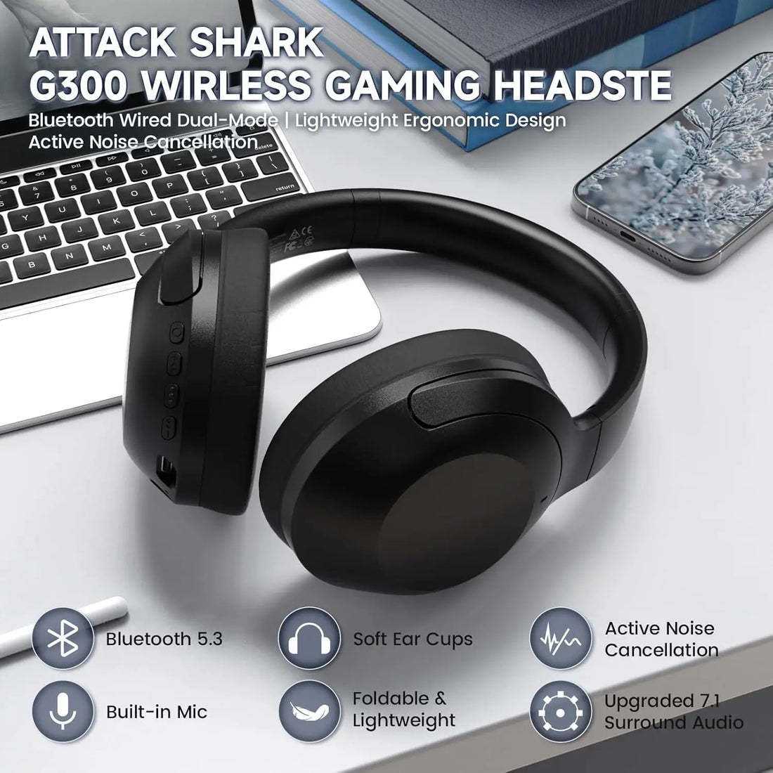 ATTACK SHARK G300 Wireless Bluetooth Headphone