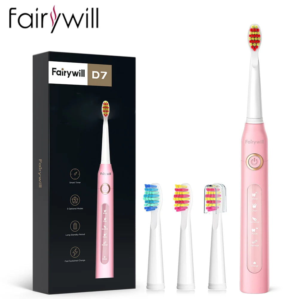 Fairywill Electric Sonic Toothbrush FW-507 USB Charge Rechargeable