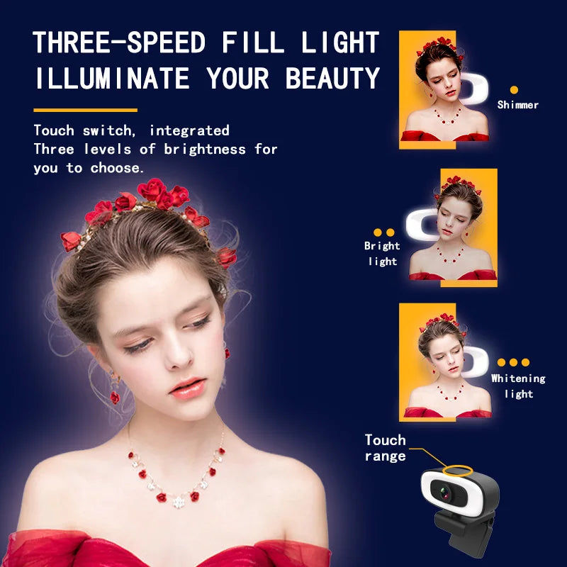 4K Webcam 1080P For PC Web Camera Cam USB Online Webcam