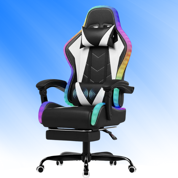 Devoko Chaise Gaming Ergonomique avec LED RGB, Massage
