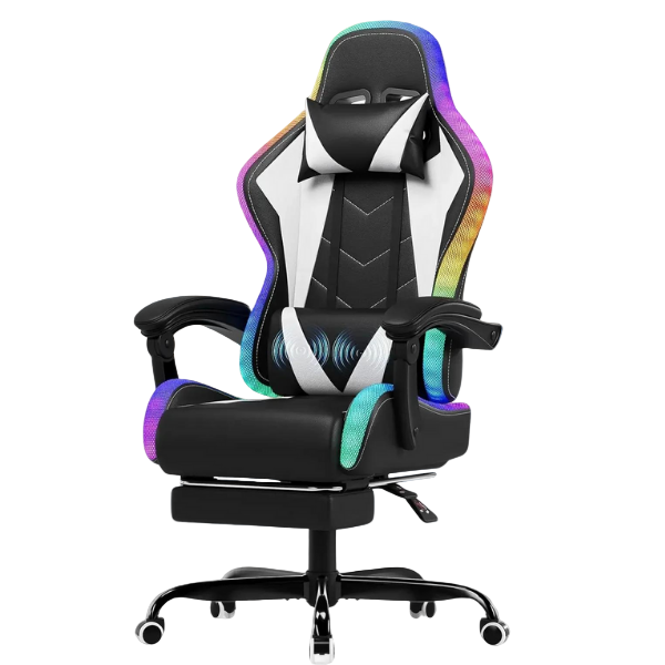 Devoko Chaise Gaming Ergonomique avec LED RGB, Massage